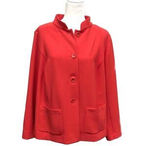 Talbots Woman Stretch Knit Blazer Jacket Red 12W Button Front Pockets